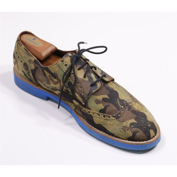 Del Toro Green Camo Camouflage Wingtip Derby Oxford Dress Shoes Mens 11 M main image 4